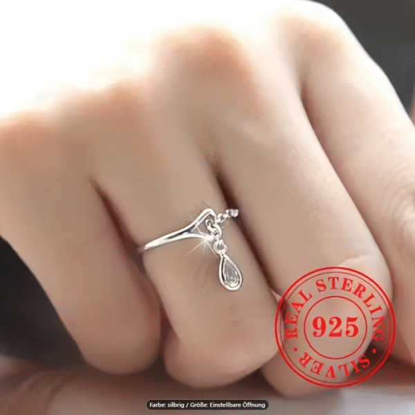 925 Sterlingsilber Mode-Liebeskette mit Zirkonia-Anhänger, Verstellbarer Ring für Frauen, Geeignet für Urlaubspartys, Bankette, Eleganter Schmuck