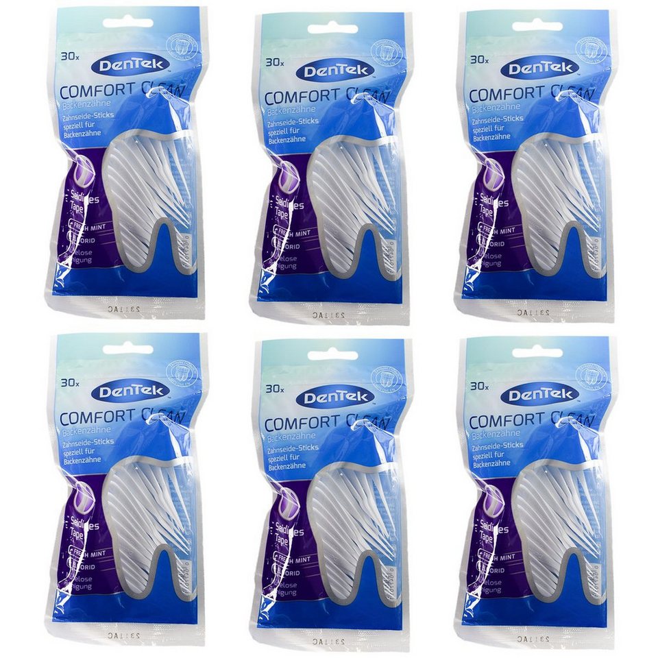 DenTek Zahnseide-Stick DenTek Comfort Clean Zahnseide-Sticks 30er Packung 6er-Set Mundpflege, mit Minzgeschmack