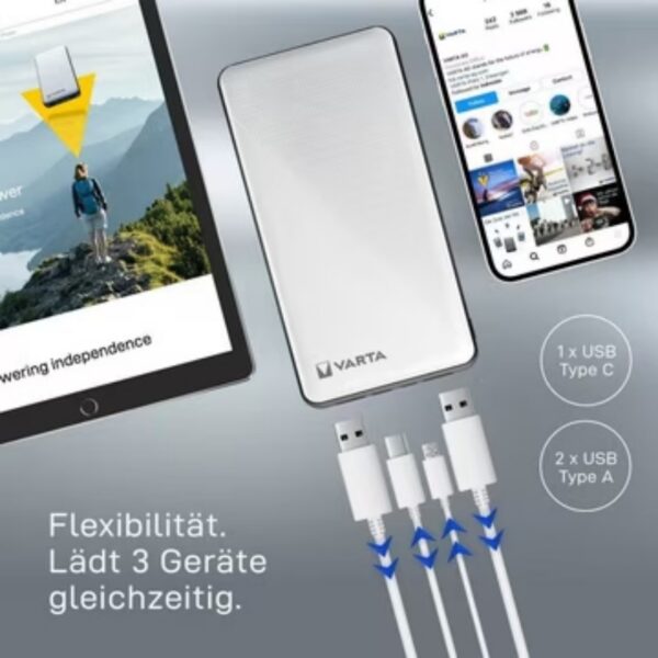 Power Bank Energy 5000 + Ladekabel, 5000mAh Powerbank mit USB Type C Powerbank 5000 mAh (3,7 V, 1 St)