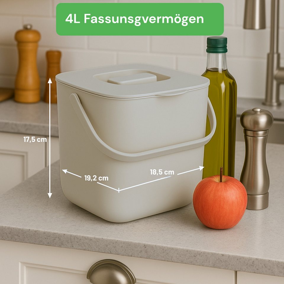 YourCasa Biomülleimer YourCasa® Biomülleimer Küche - Komposteimer für alltäglichen Biomüll, Mit Sieb, Spülmaschinenfest (2)