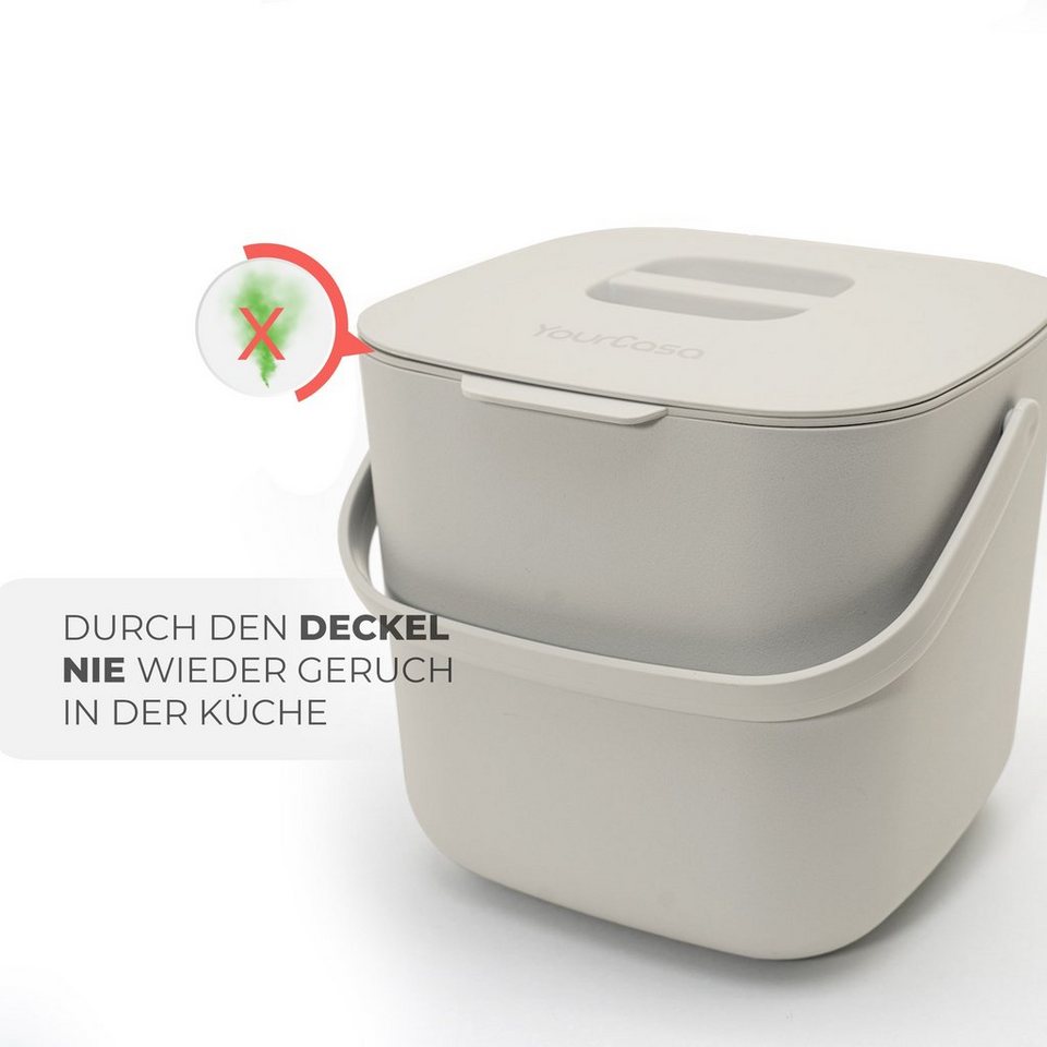 YourCasa Biomülleimer YourCasa® Biomülleimer Küche - Komposteimer für alltäglichen Biomüll, Mit Sieb, Spülmaschinenfest (6)