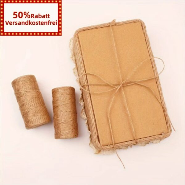 100.0 Meter Natürlicher Juteschnur - Perfekt für Gartenarbeit, DIY-Bastelarbeiten, Künstlerische Dekoration, Geschenkverpackung & Hochzeitsverzierungen