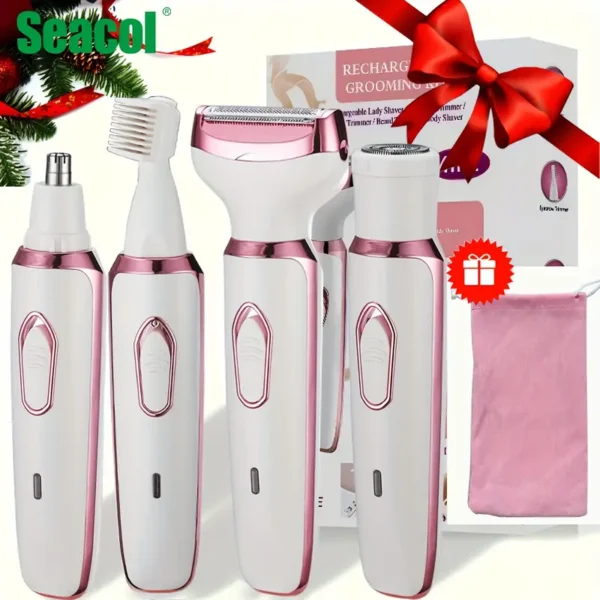 4in1 Elektrischer Haarentferner für Damen – Multifunktions-Set mit Bikinizone-Trimmer, Augenbrauen-, Nasen- und Gesichtshaarschneider – USB-aufladbar – Sanft & portabel – Ideal für Beine, Gesicht und mehr – Perfektes Geschenk für Frauen