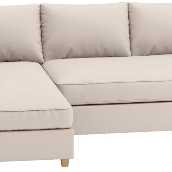 HomeTown Market Langlebig Friheten Sofa bezug, kompatibel mit IKEA Friheten-Schlafsofa, Eckbezug. Nur Sofabezug. (Polyester Beige Right Longer)