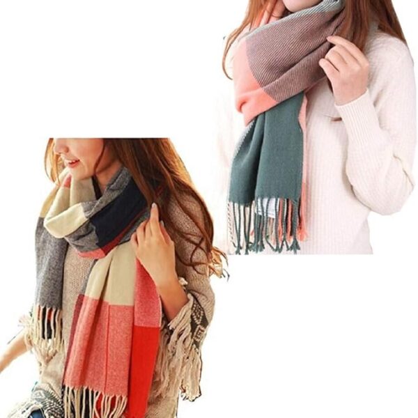 heekpek Damen Kariert Oversized Kaschmir Schal Lange Winterschal Weich Wraps Groß Karo Fransen Schals Warm für Herbst Winter