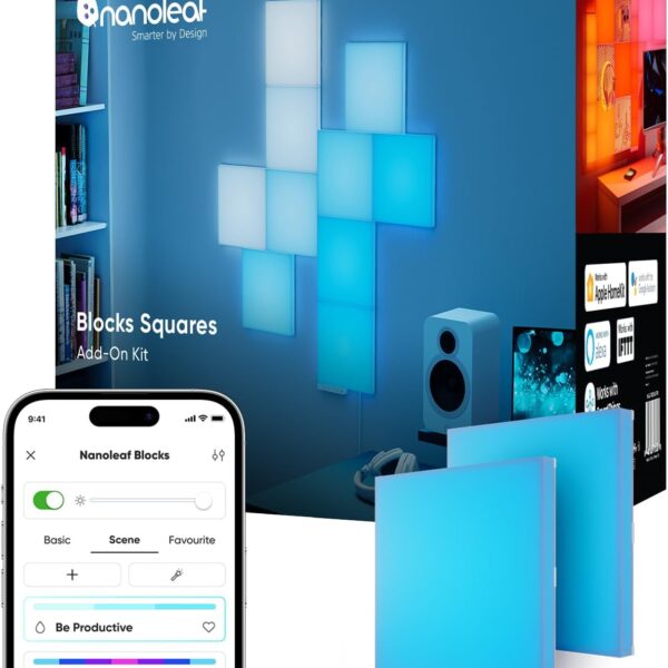 Nanoleaf Blocks Starter Kit | 10-Pack Combo, RGBW farbwechselnde Wandlampen, Lichtpanels & Regal, Pixel-Art-Style, App- & Sprachsteuerung (kompatibel mit Alexa, Apple & Google Home), Deko & Gaming