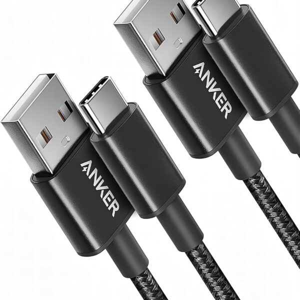 Anker USB-C/USB- A Kabel [2 Stück] 1,8 m Nylon Type C Ladekabel für Samsung Galaxy S10 S9 S8 Plus,Note 9 8,LG G5 G6 V20,HTC 10 U11, Huawei Honor, P20 Lite P10 P9, Mate9 10 usw (Schwarz)