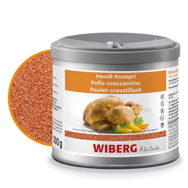 WIBERG Hendl-Knuspri Gewürzsalz – Intensiv-würziges Hähnchengewürz mit Paprika, Kümmel und Pfeffernote – perfekt für Brathähnchen und Pute, 500 g