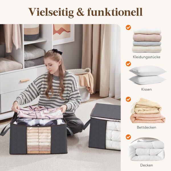 Lifewit 6 Stück 90L Aufbewahrungstasche, Aufbewahrungsbox mit Deckel, Groß Kleideraufbewahrung Umzugskartons, Faltbare Aufbewahrung Boxen für Bettdecken Decken Kleidung Unterbett Kleiderschrank, Grau