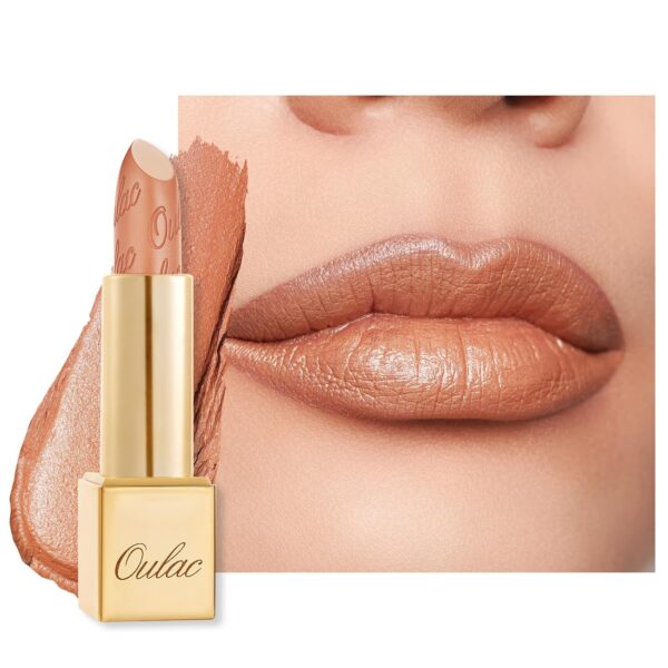 OULAC Lippenstift Metallic Glanz Finish, Koralle Glitzer Lippenstift mit Lang Anhaltendem 3D-Glanz, Intensive Farbe, Cremige und Feuchthaltende Formel, Vegan, 4.3g, (06) Nemo Go Home