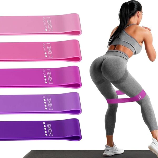 Fitnessbänder 5er Set Widerstandsbänder mit 5 Stufen Übungsbänder für Heim-Fitness, Stretching, Krafttraining, Physiotherapie, Pilates, Yoga, Elastische Workout-Bänder für Frauen
