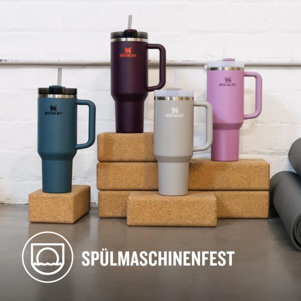 Stanley Quencher H2.0 Flowstate Trinkflasche Mit Strohhalm 1.2L - Thermobecher Kühlt 11 Stunden - 48 Stunden Eisgekühlt - Spülmaschinenfest - Thermosflasche BPA Frei - Edelstahl Trinkbecher - Ash