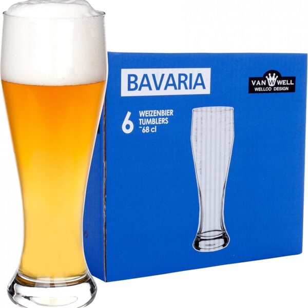 Van Well 6er Set Weizenbiergläser 0,5L klar geeicht | Ideal für Gastronomie & Bar | Spülmaschinenfest | Weißbier-Glas mit schlanker Form