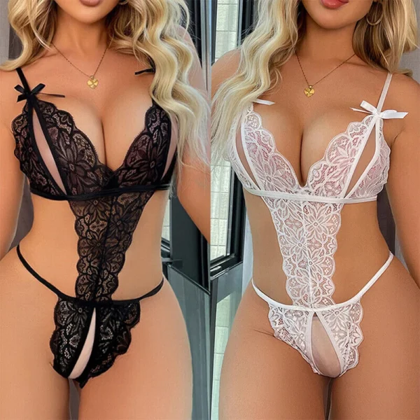Frauen Sexy Dessous Nachtwäsche Bodys Unterwäsche Spitzenkleid G-String Nachtwäsche