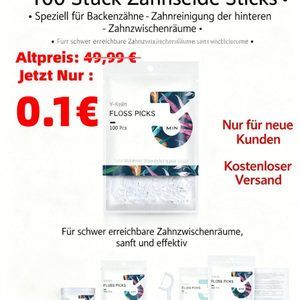 Y-Kelin 100 Stück Zahnseide Sticks - Speziell für Backenzähne - Zahnreinigung der hinteren Zahnzwischenräume - Zahnstocher