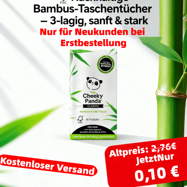 The Cheeky Panda Umweltfreundliche Bambus Taschentücher – 3-Lagig | 80 Stück (8 Packungen mit 10)