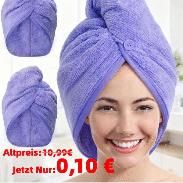 YoulerTex Mikrofaser Handtuch Haare Turban: 2 Stück Haarturban Mikrofaser Haarhandtücher Lange Locken Kopf Handtücher Schnell Saugfähig mit Knopf Schnelltrocknendes für Damen Kinder