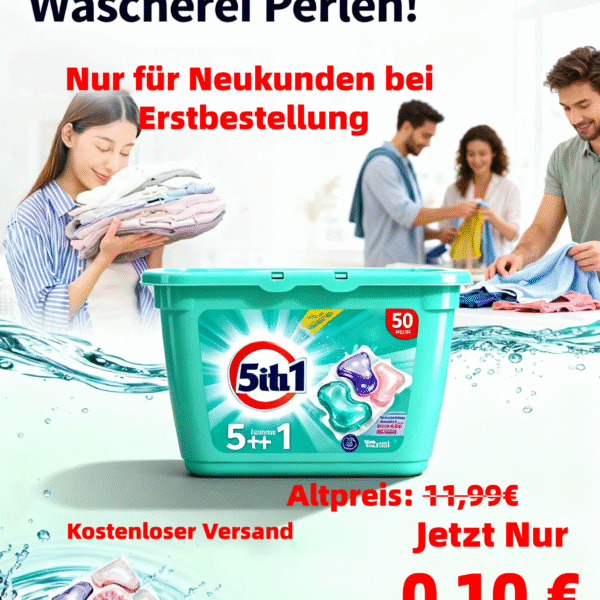 5 in 1 Wäscherei Perlen, Super Reinigung Duft Perlen Wäscherei, Langlebiger Duft, Ultra konzentriertes Waschen LaundryBeads, konzentriertes Waschen Bequemes Frisches Weichmacher (50Pcs)