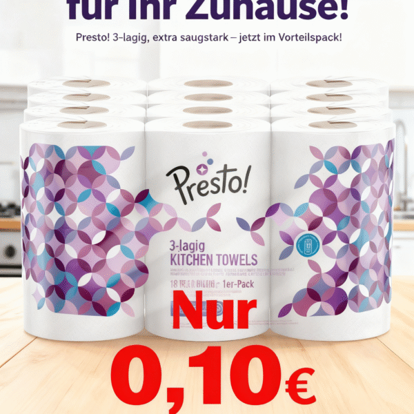 Marke: Presto! 3-lagig Jumbo Küchenrollen, weiß, 18 Rollen, 1er-Pack